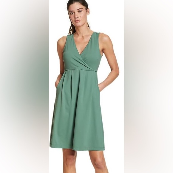 NWT Eddie Bauer Aster 7 Days crossover dark  seafoam green Dress Large L pockets - Picture 3 of 12